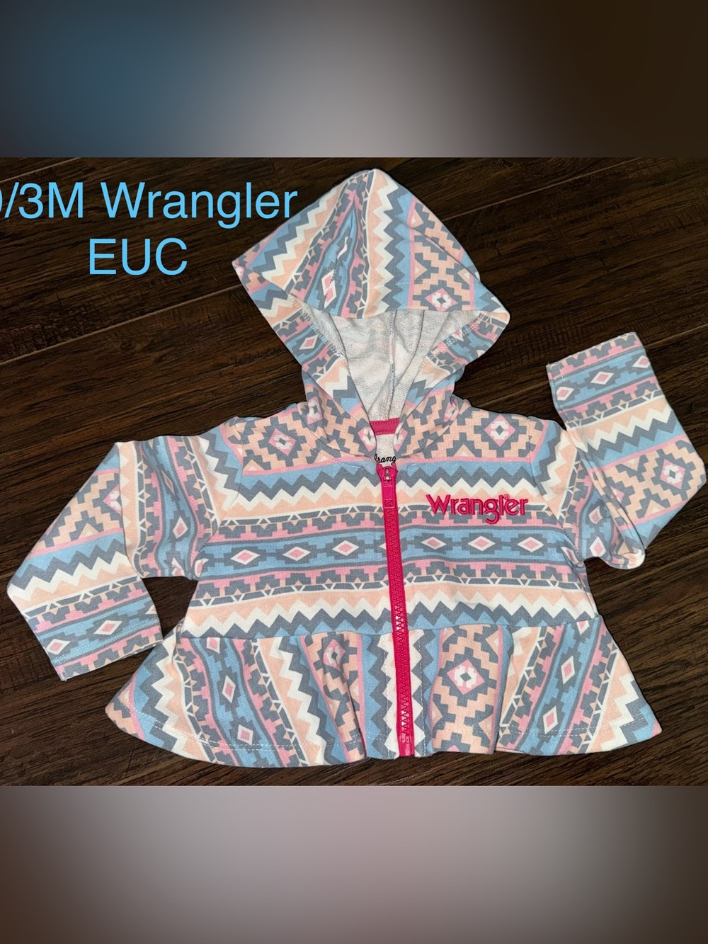 Wrangler Baby Aztec Hooded Jacket in Pink and Blue
